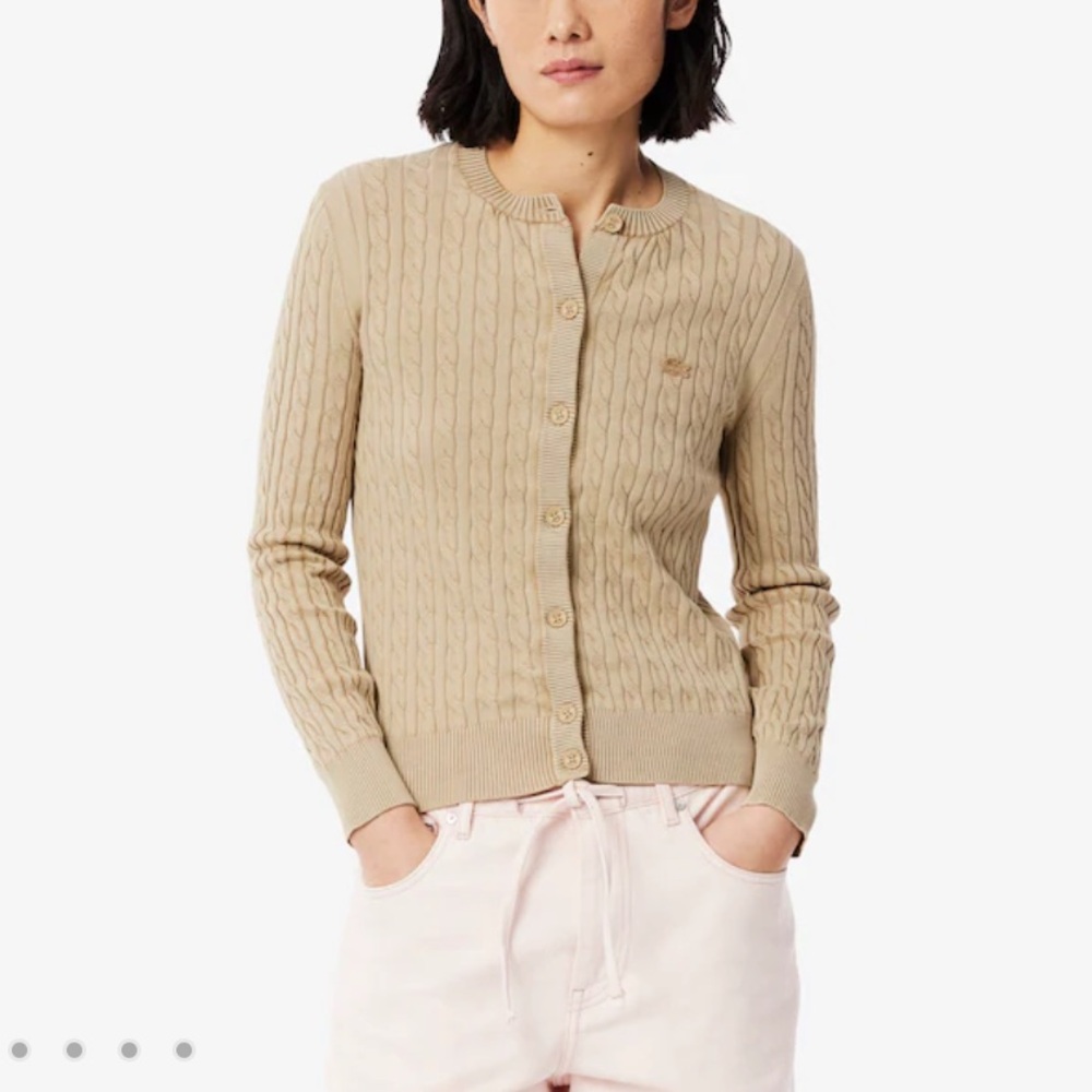 Lacoste Cable Knit Cardigan Sweater